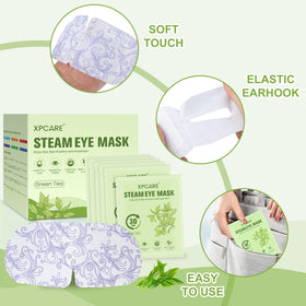 XPCARE Steam Eye Mask packaging with green tea design