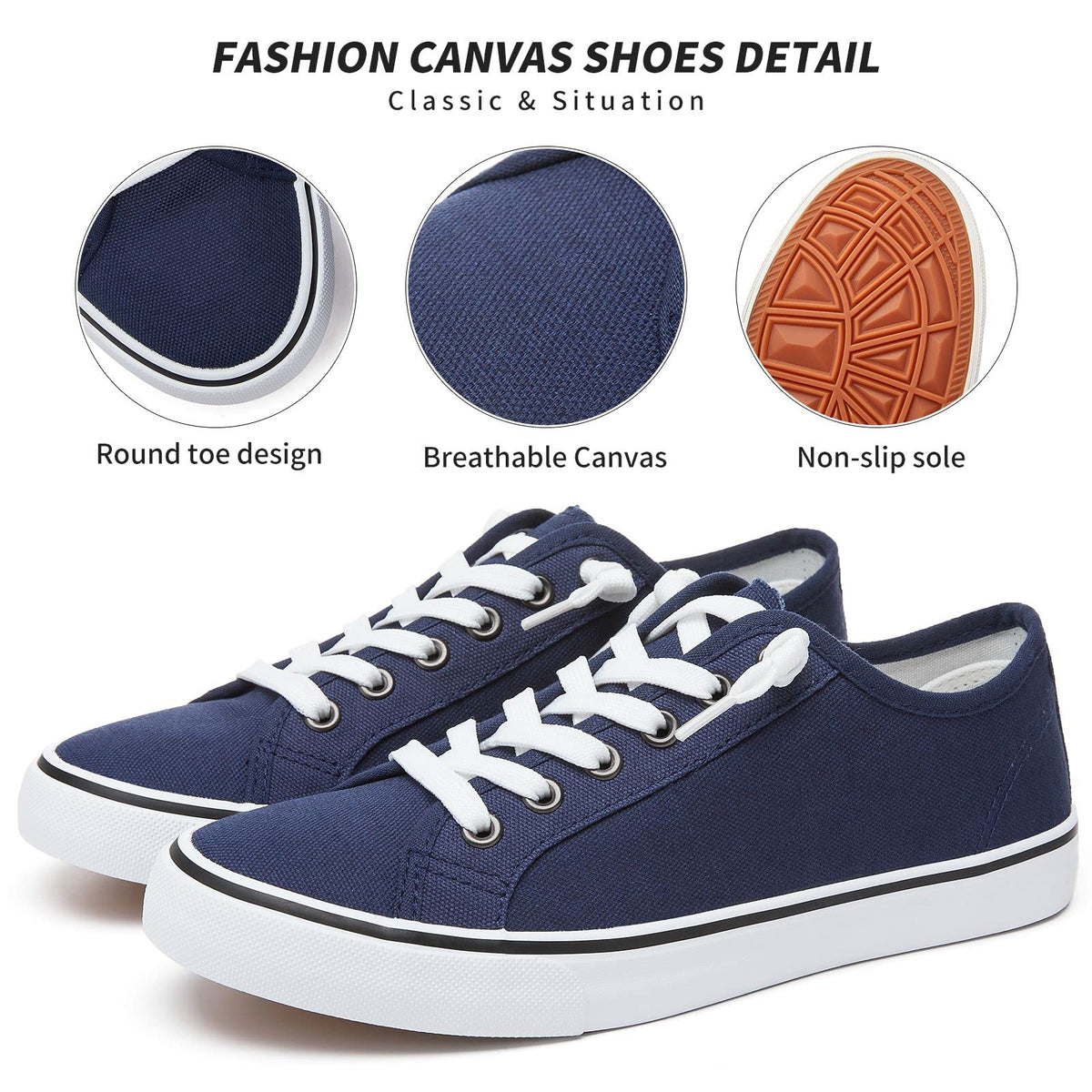 XRH Women's Non Slip Work Shoes navy canvas back view