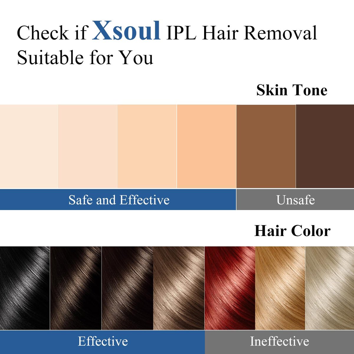 XSOUL Hair Removal Device displayed with user manual