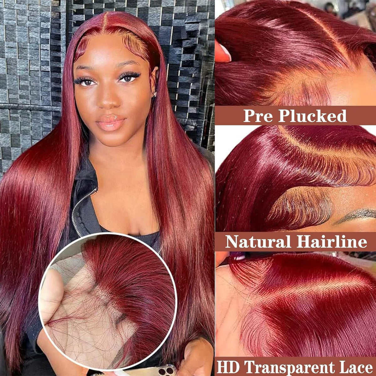 XUANCAILE 26-inch reddish brown lace front wig back view