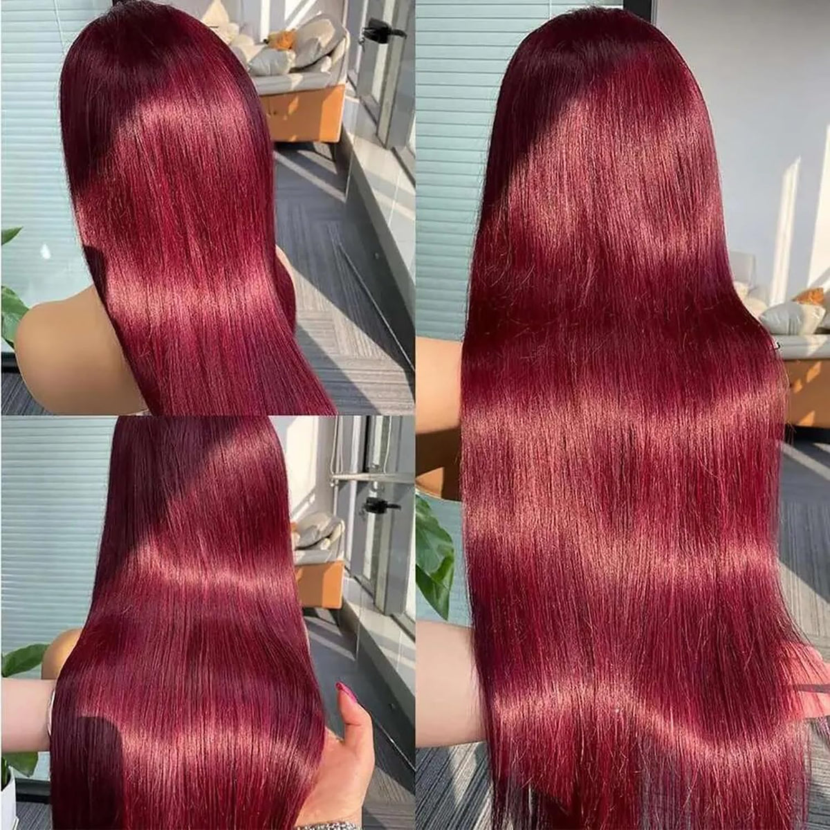 XUANCAILE 26-inch reddish brown lace front wig side view