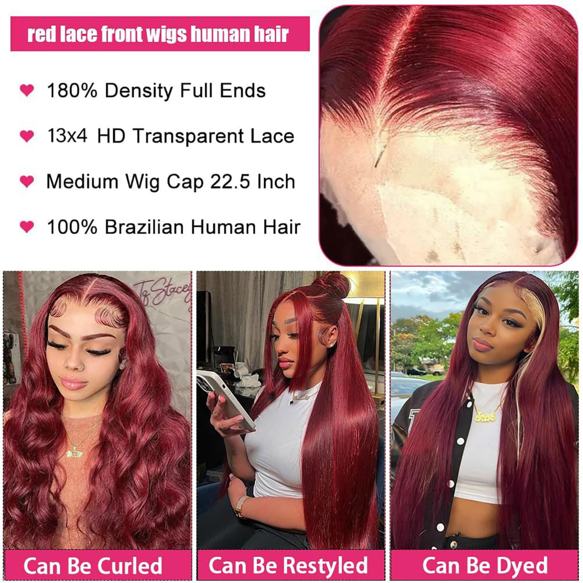 XUANCAILE 26-inch reddish brown lace front wig styling options
