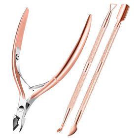 XUNXMAS 5 in 1 Cuticle Trimmer Set rose gold tools front view