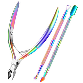 XUNXMAS Cuticle Trimmer Set including all tools in a flat lay