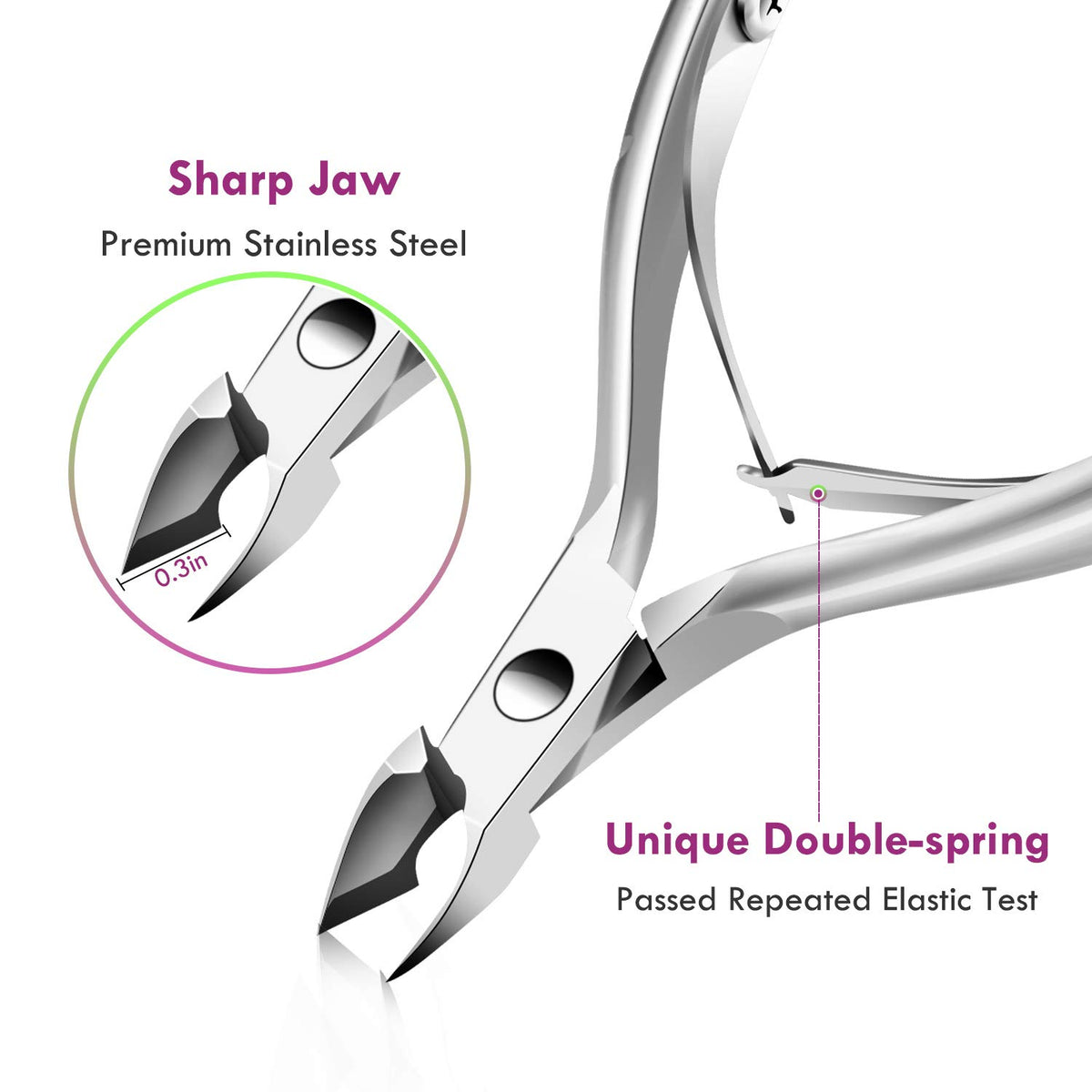 XUNXMAS stainless steel cuticle trimmer close-up