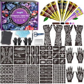 XWGLFT Temporary Tattoo Stencils Kit with 245 designs and cones
