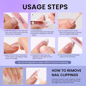 XZMeiLun Blue French Tips Press On Nails arranged on a table