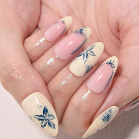 XZMeiLun Blue French Tips Press On Nails displayed in packaging