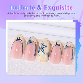 XZMeiLun Blue French Tips Press On Nails in lifestyle setting