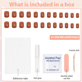 XZMeiLun Gold Leaf Press On Nails kit contents including wooden stick