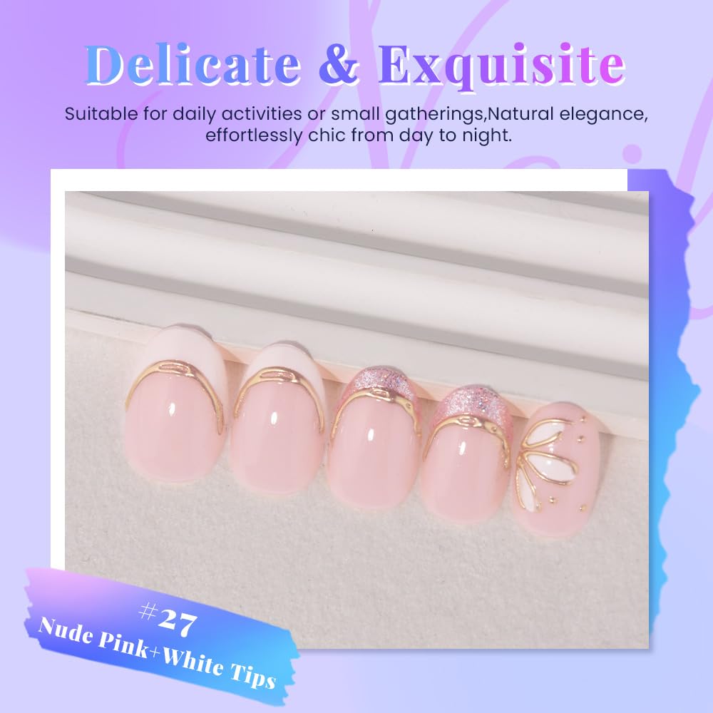 XZMeiLun Press On Nails showing 3D Gold Line design
