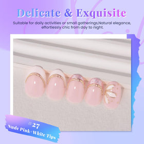 XZMeiLun Press On Nails showing 3D Gold Line design