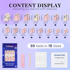 XZMeiLun press on nails with mini nail files