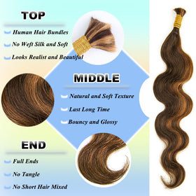 Y WIGS Body Wave Bulk Human Hair 20inch #4/30 styled in braids