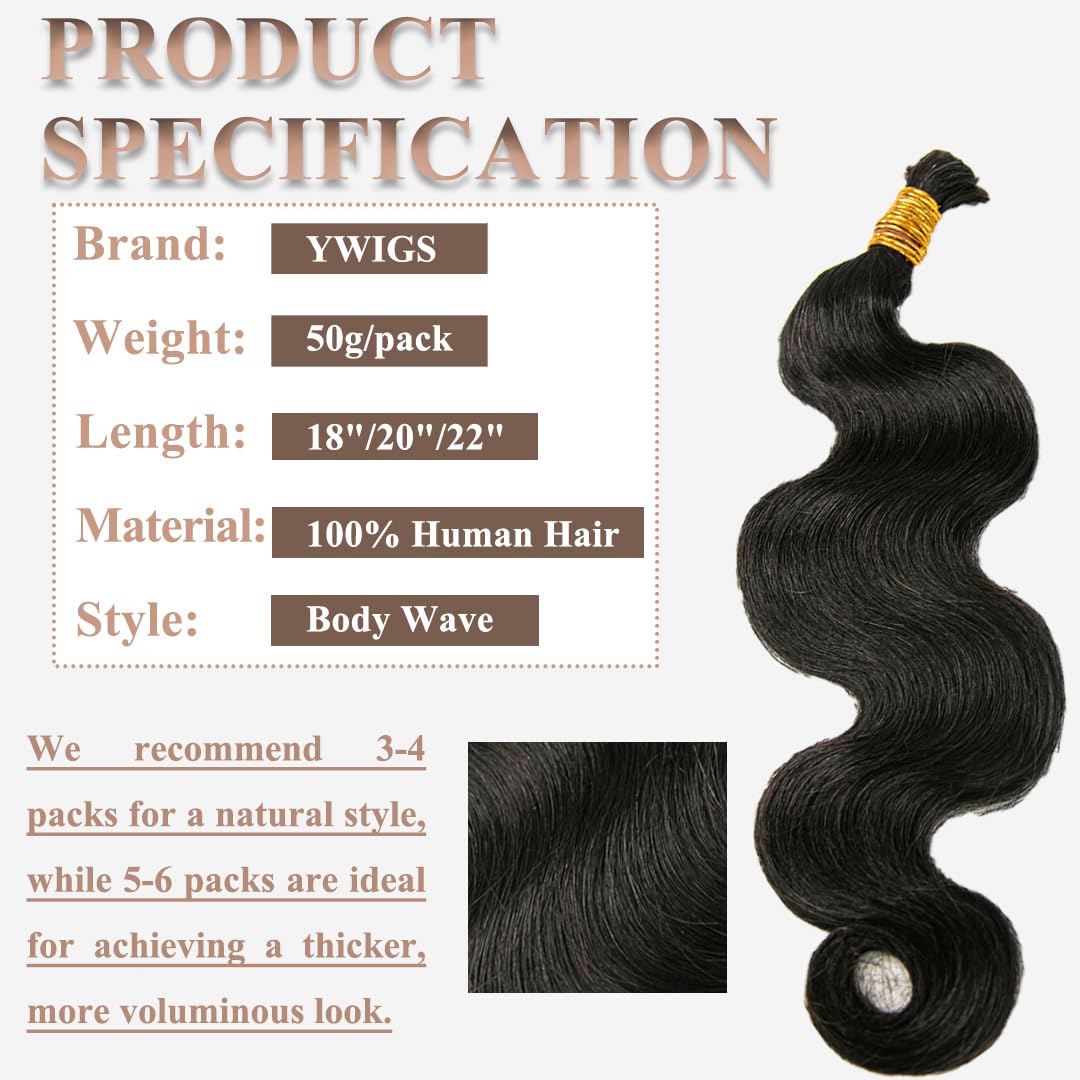 Y WIGS Body Wave Human Braiding Hair 18inch close-up