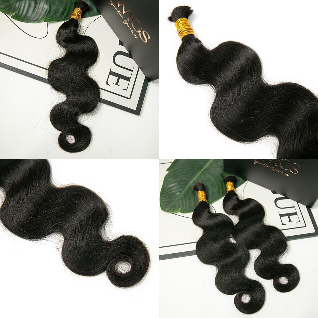 Y WIGS Body Wave Human Braiding Hair displayed with accessories