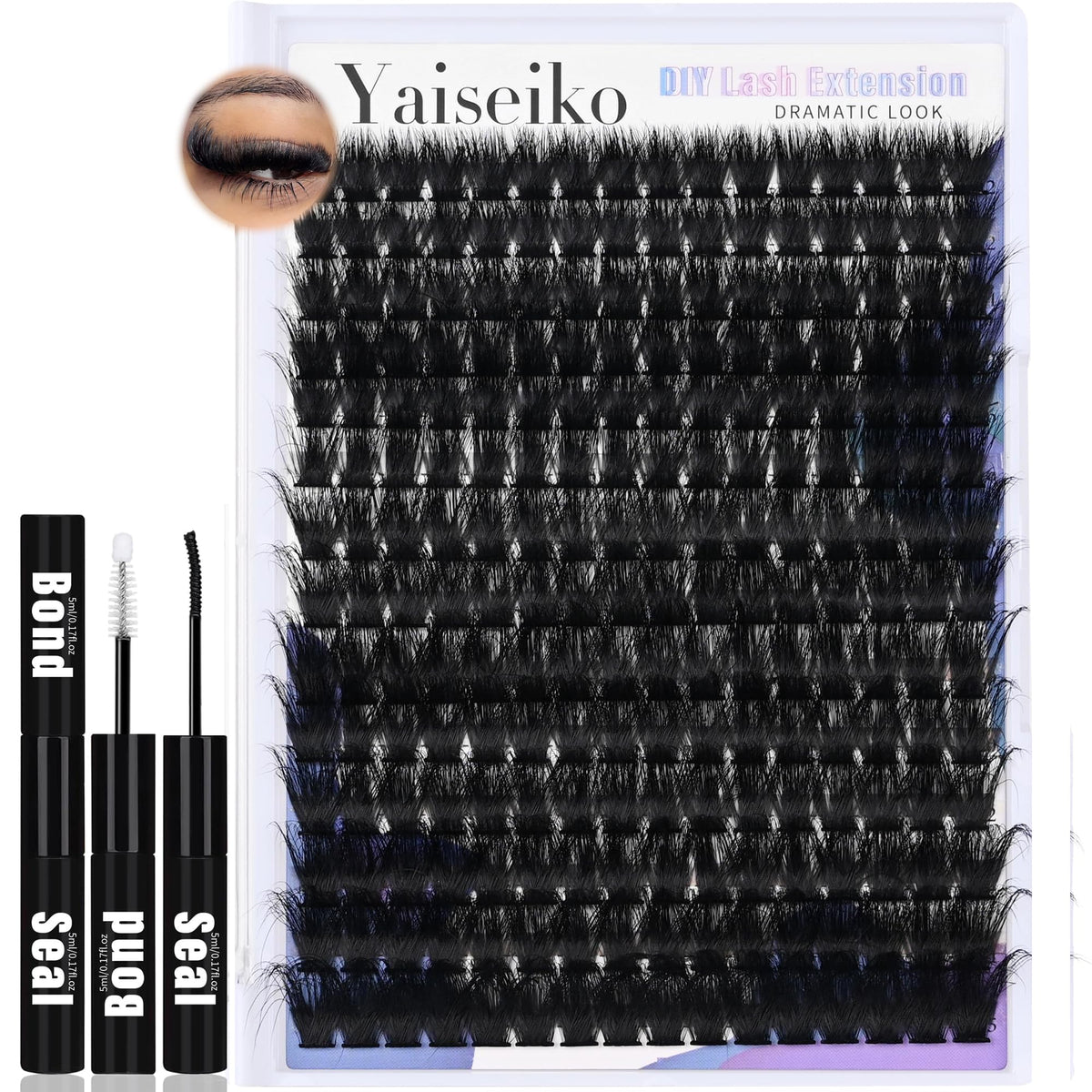 Yaiseiko Lash Clusters Kit 224Pcs with mixed lengths 12-25mm