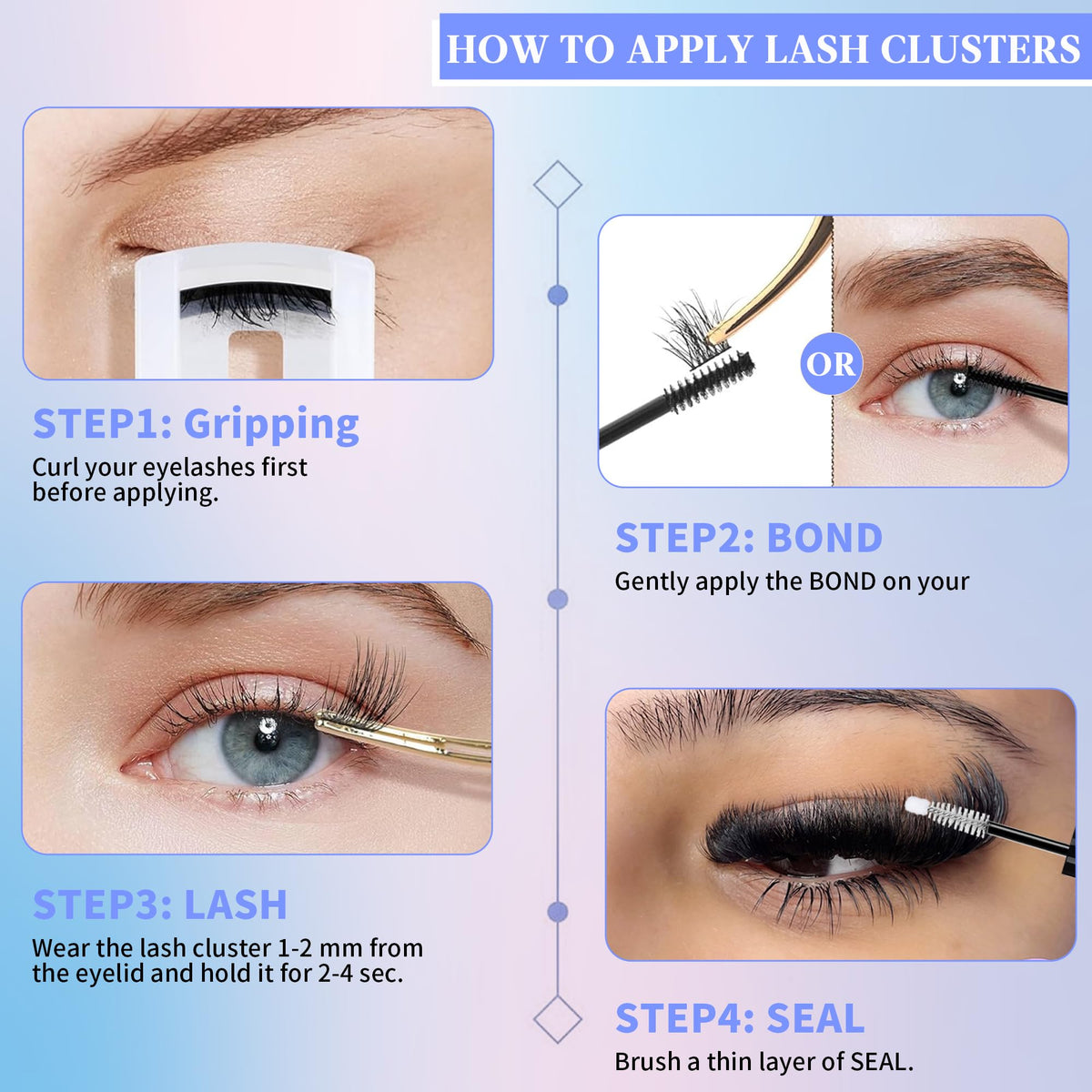 Yaiseiko Lash Clusters Kit contents laid out on a flat surface
