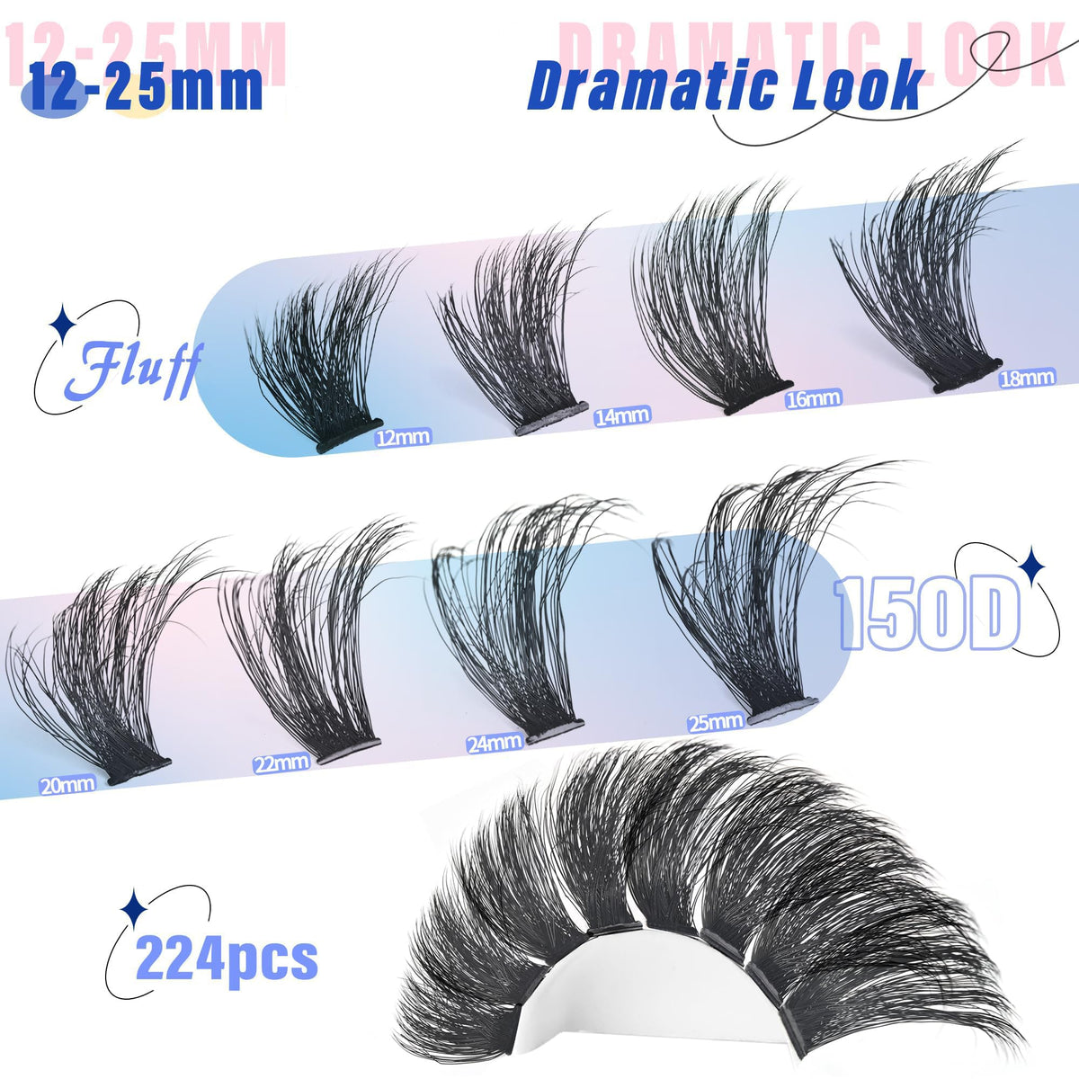 Yaiseiko Lash Clusters Kit with lashes displayed on a model