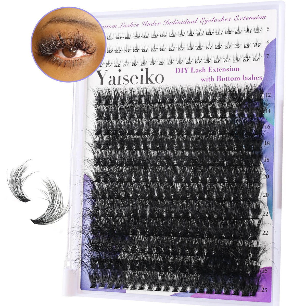 Yaiseiko Lash Clusters pack with 294 pieces and mixed lengths