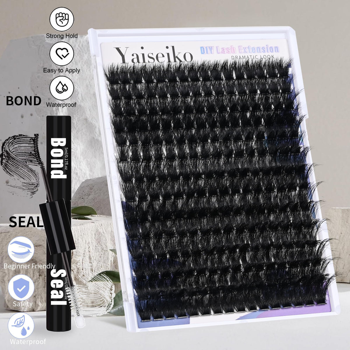 Yaiseiko Lash Clusters showing the texture and finish