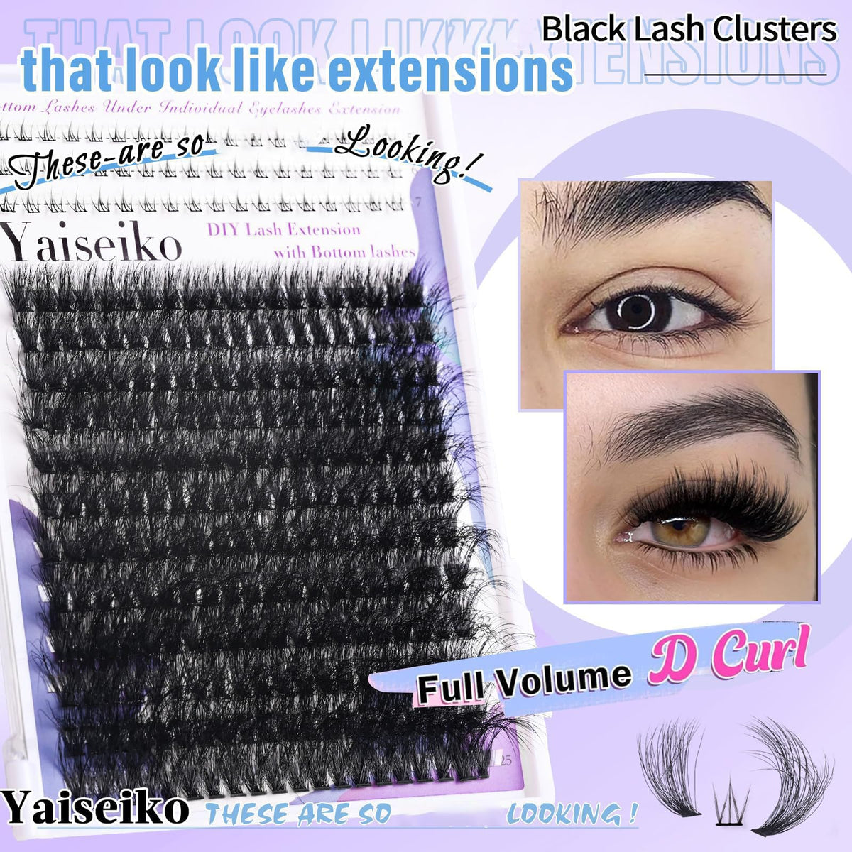 Yaiseiko Lash Clusters showing the ultra-fine cotton band