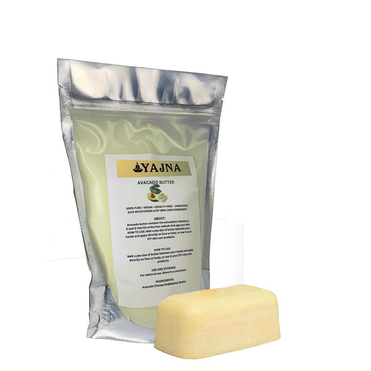Yajna Organic Raw Avocado Butter packaging side view