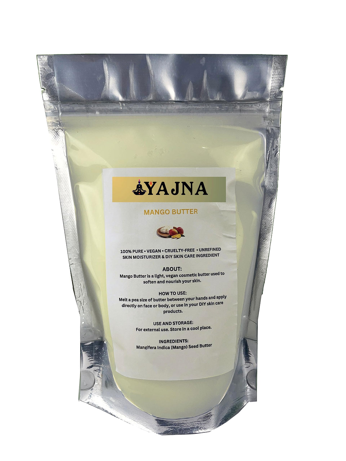 Yajna Organic Raw Mango Butter 1 LBS front view