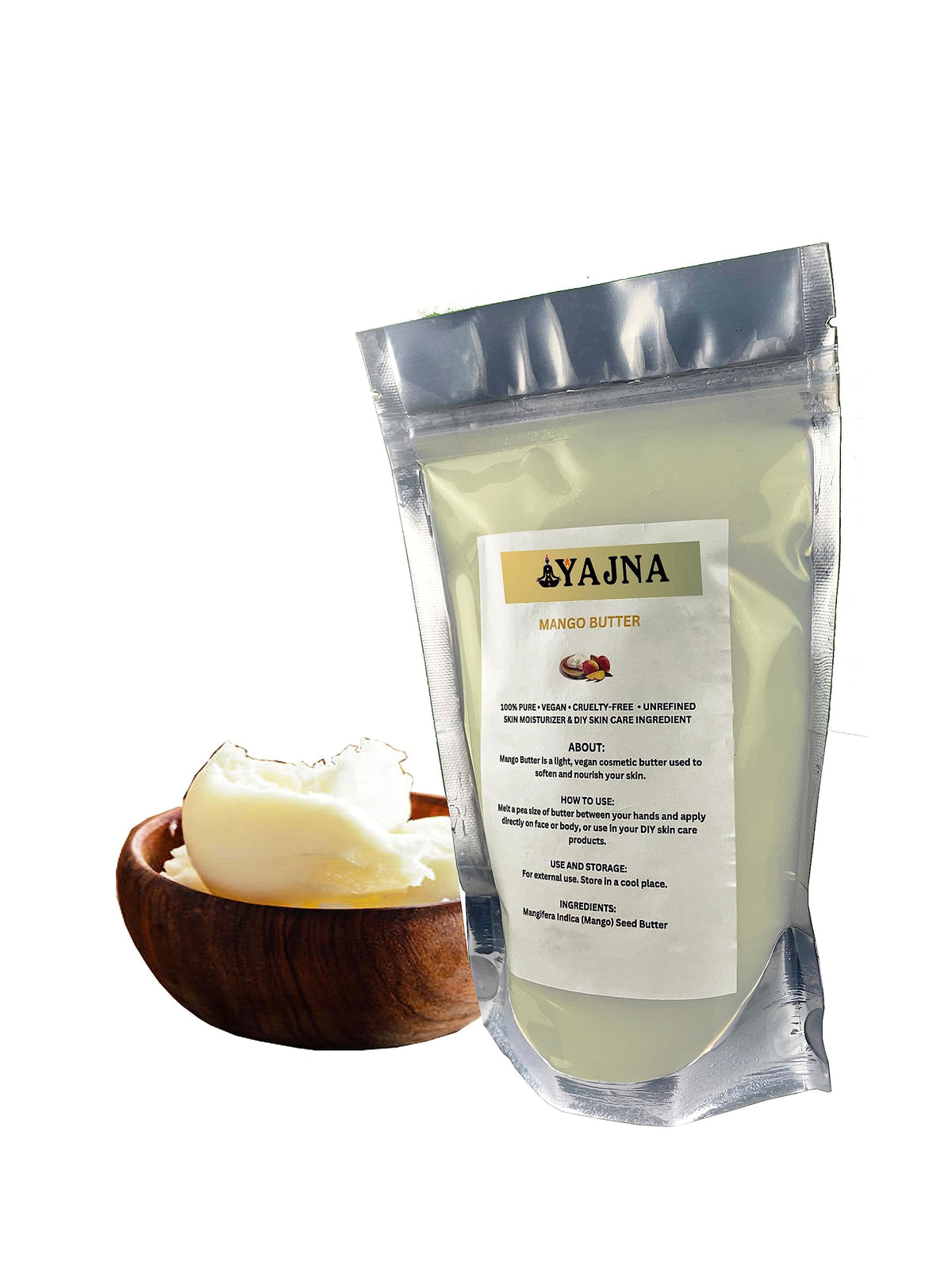 Yajna Organic Raw Mango Butter 1 LBS side view