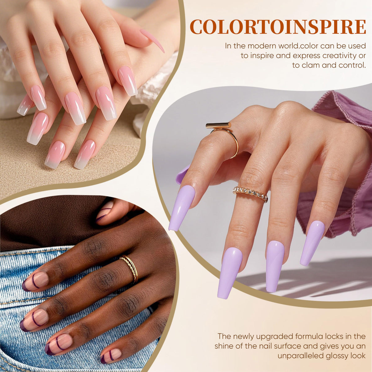 YALSYNY Gel Nail Polish applied on nails with shiny finish