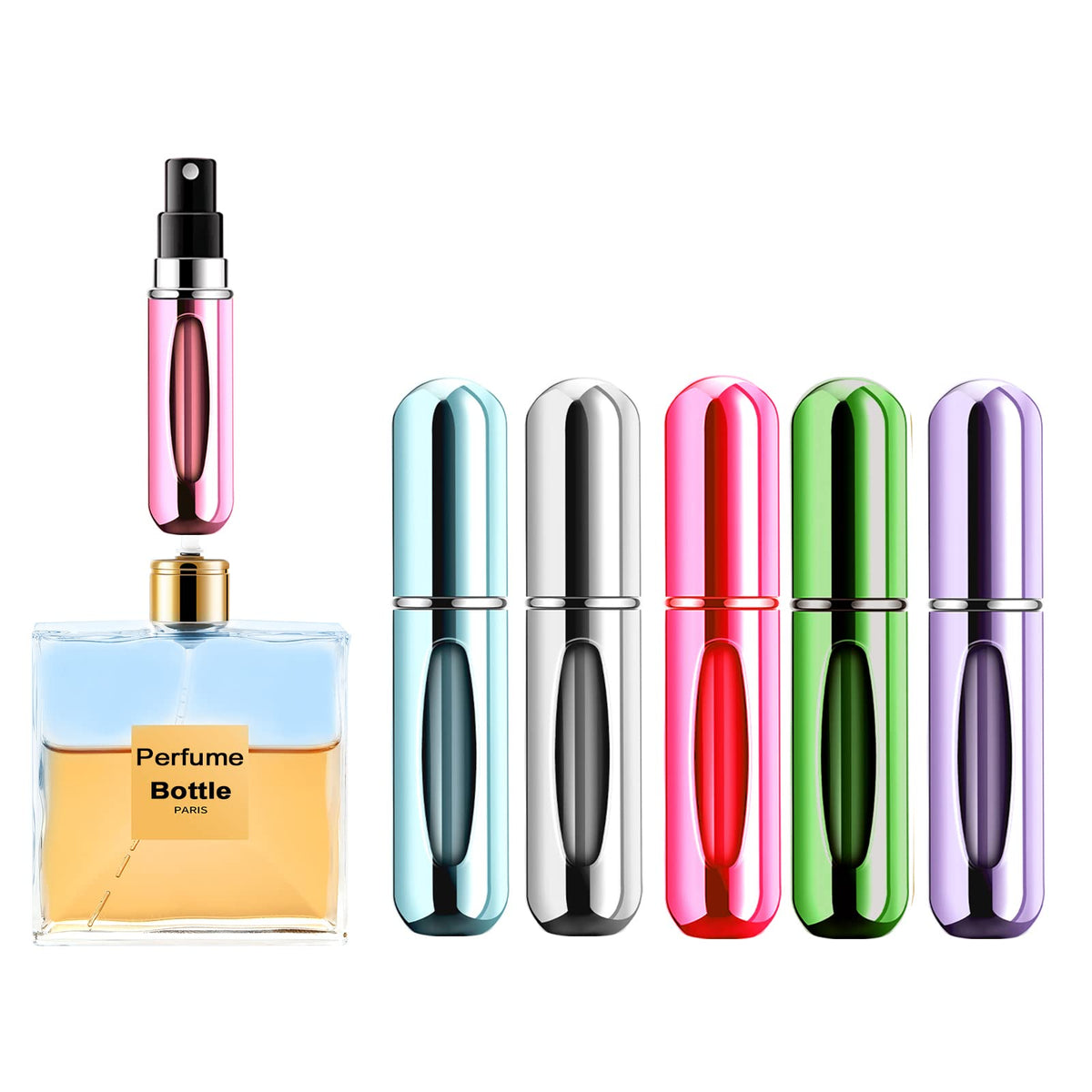 Yamadura Portable Mini Perfume Atomizer Bottle set in five colours