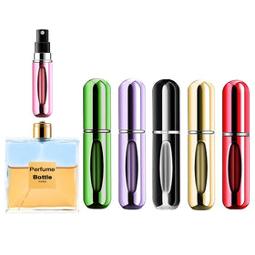Yamadura Portable Mini Perfume Atomizer Bottle set in purple, gold, green, red, and black