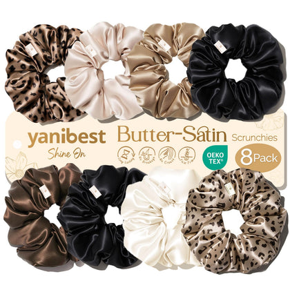 YANIBEST 8 Pcs Satin Scrunchies in a lovely box