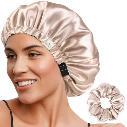 YANIBEST Adjustable Satin Bonnet front view in pink