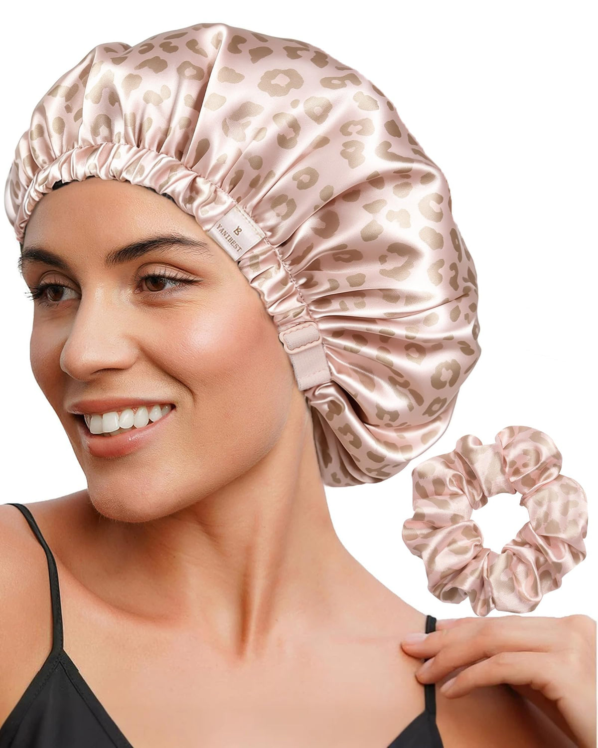 YANIBEST Adjustable Satin Bonnet front view in soft butter-satin