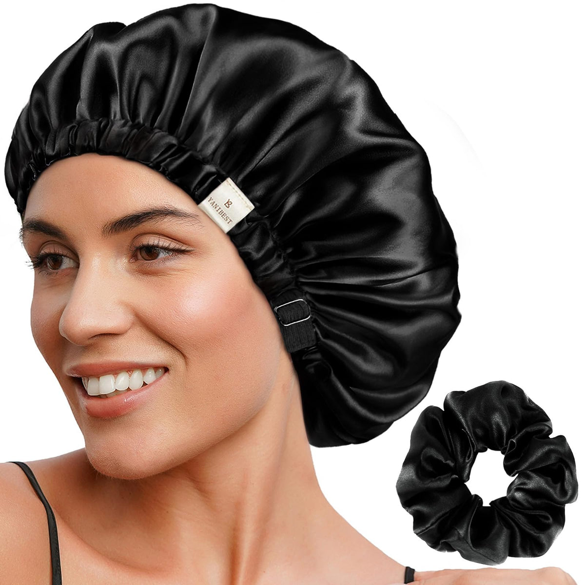 YANIBEST Adjustable Satin Bonnet front view in two colours