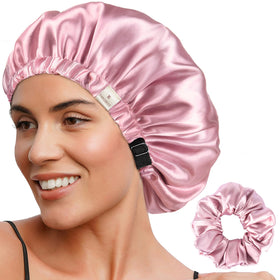 YANIBEST Adjustable Satin Bonnet in butter-satin material front view