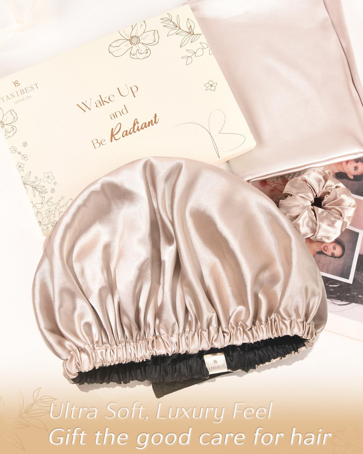 YANIBEST Adjustable Satin Bonnet side view showing soft material