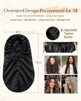 YANIBEST Adjustable Satin Sleep Bonnet worn by a model
