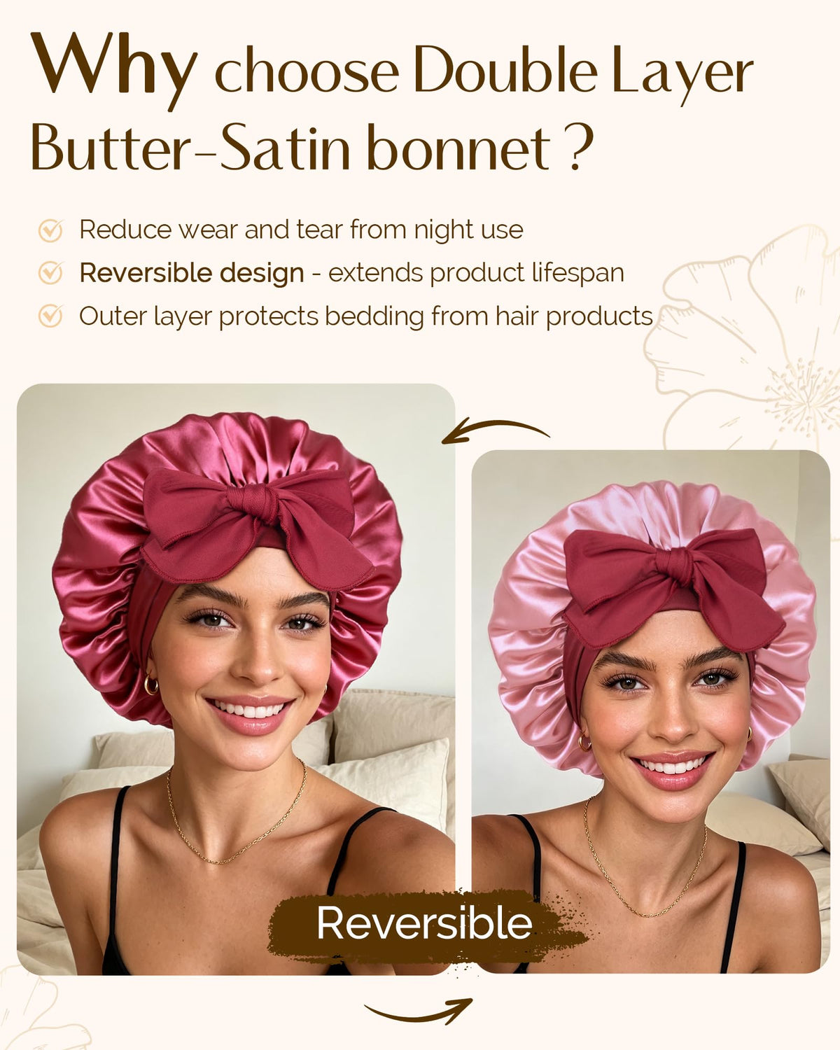YANIBEST Bonnet displayed with heatless curler