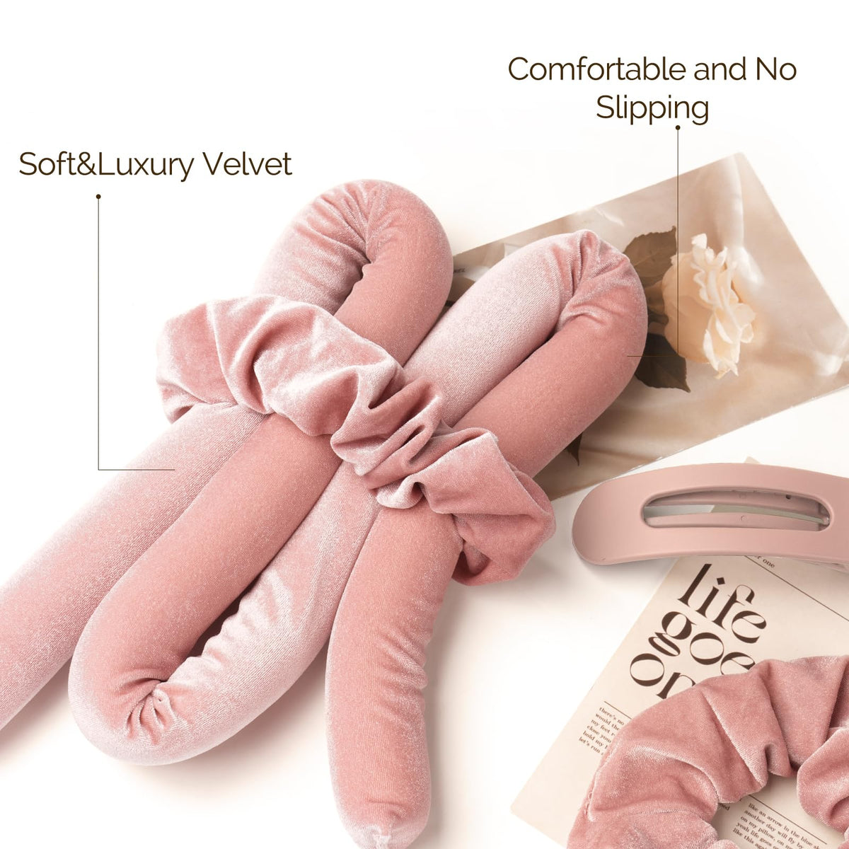 YANIBEST Heatless Hair Curler displayed on a bed