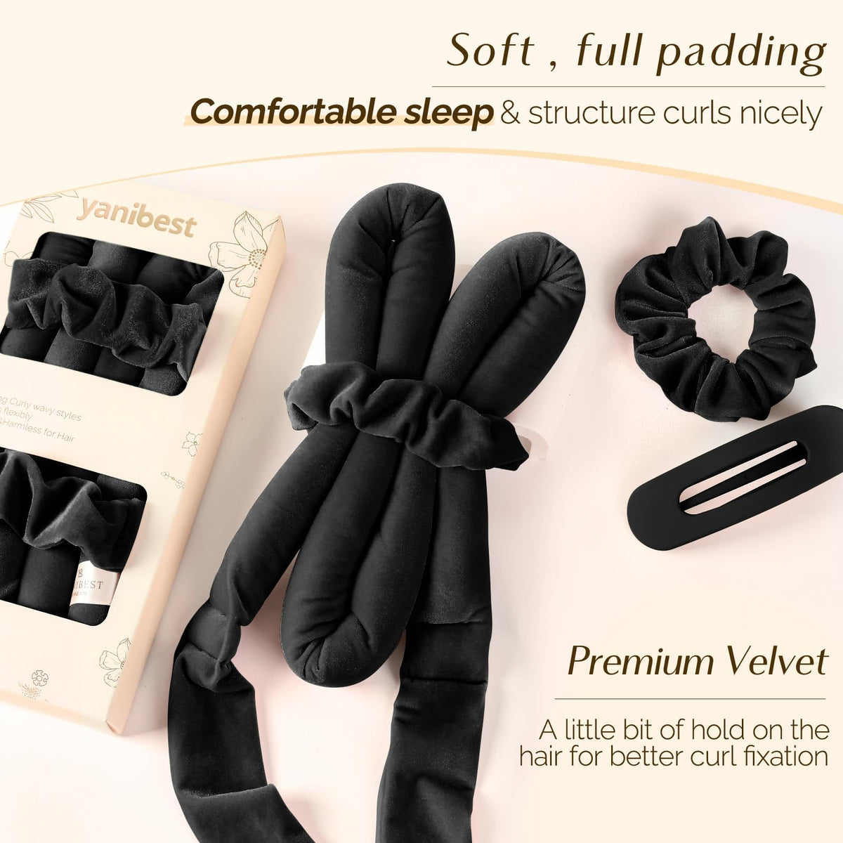 YANIBEST Heatless Hair Curler displayed with packaging