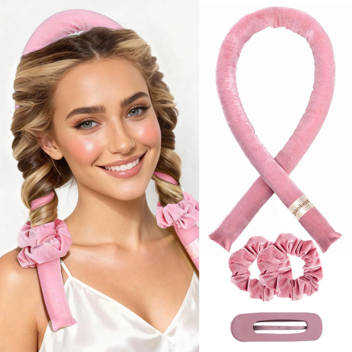 YANIBEST Heatless Hair Curler headband in satin fabric