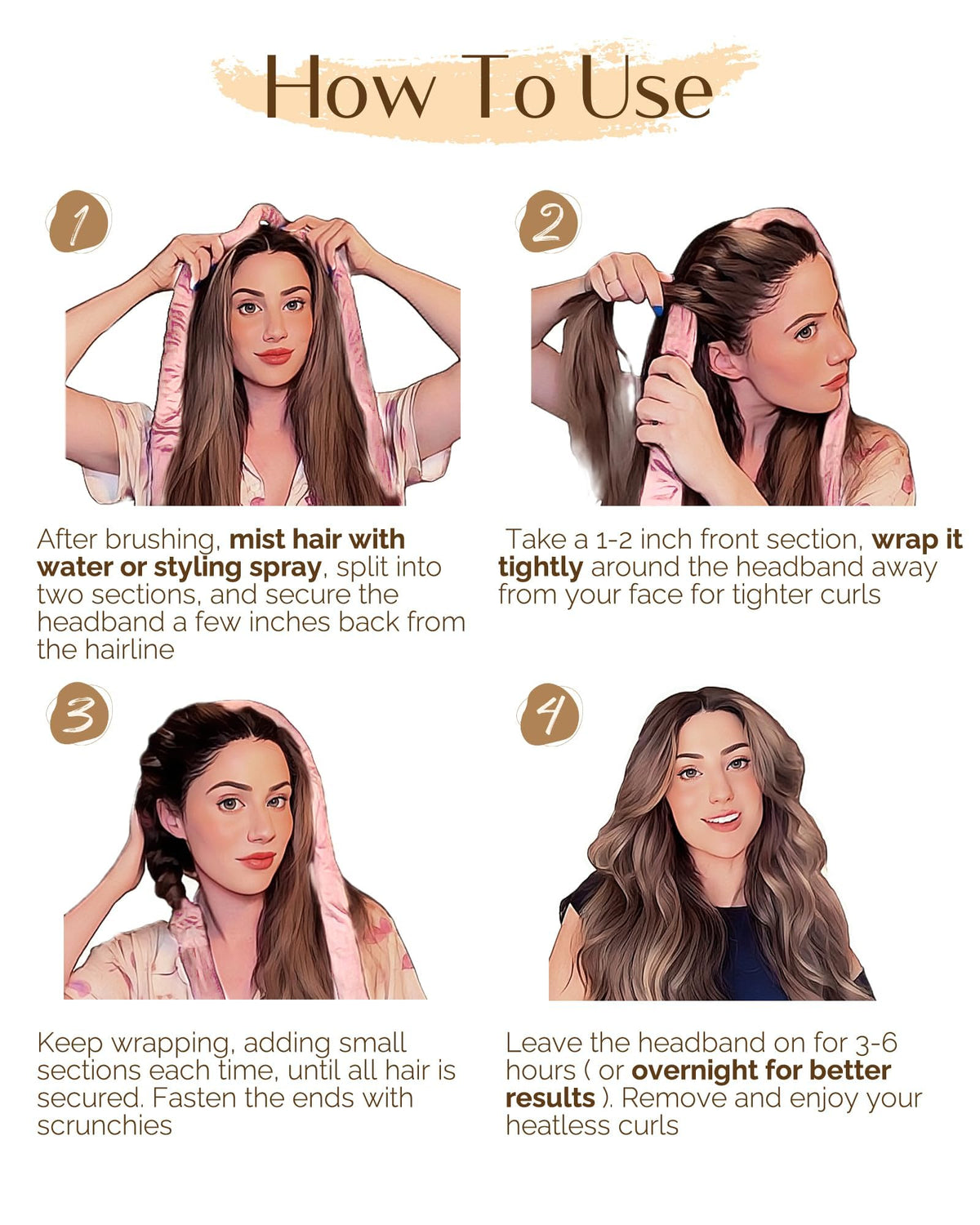 YANIBEST heatless hair curler with measurement details