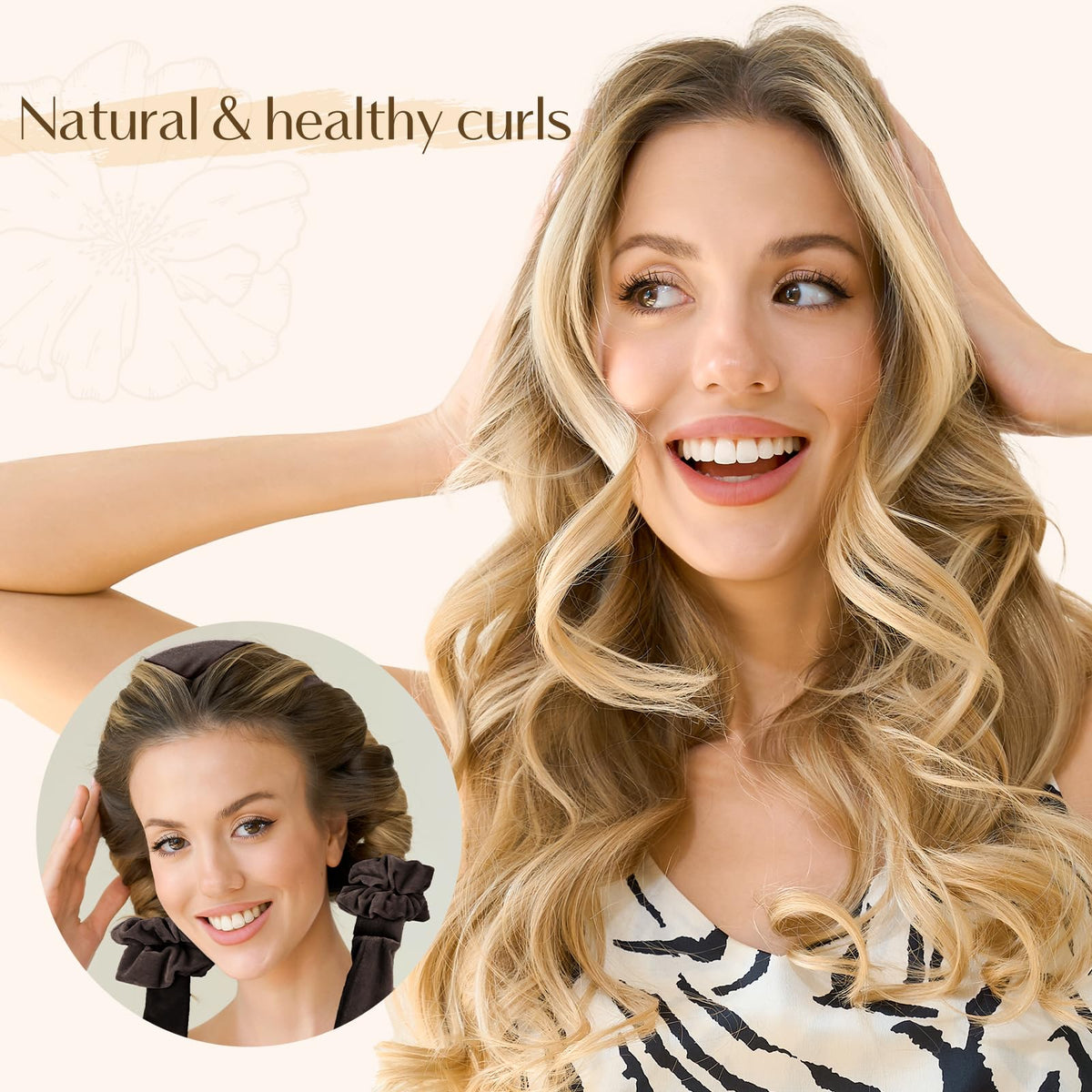 YANIBEST heatless hair curler with velvet scrunchies and hair clip