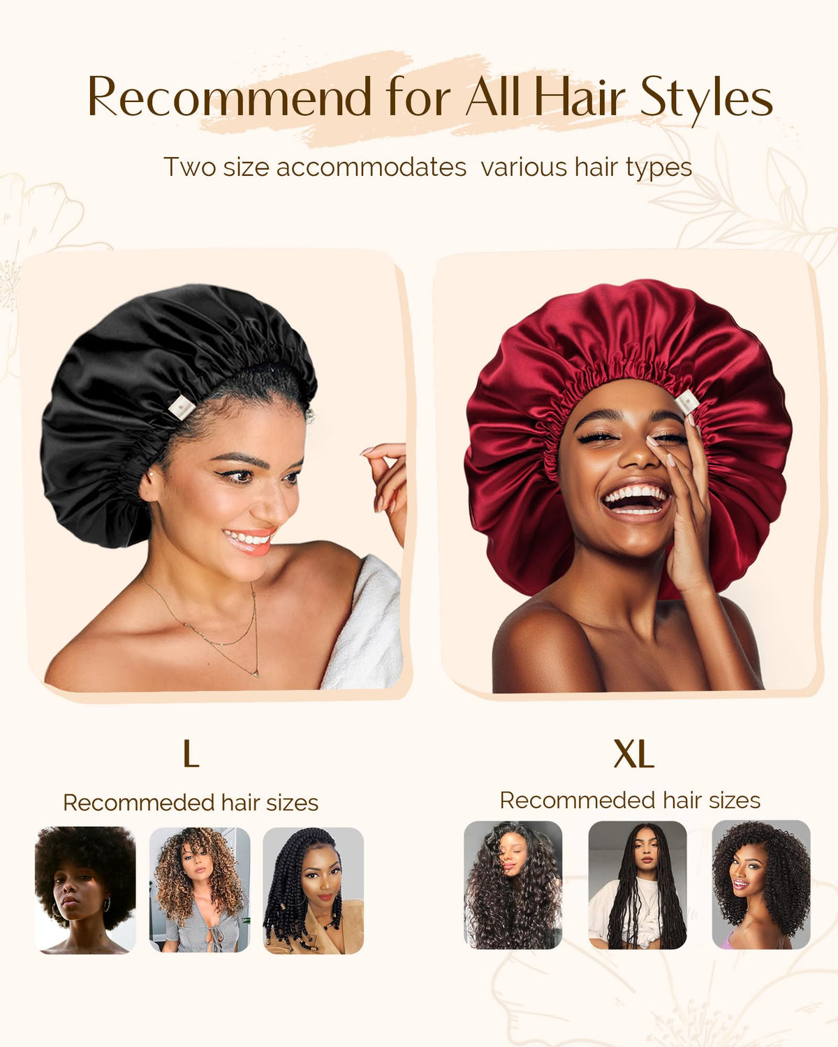 YANIBEST Satin Bonnet displayed with hair care products