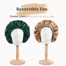 YANIBEST Satin Bonnet displayed with hair care products