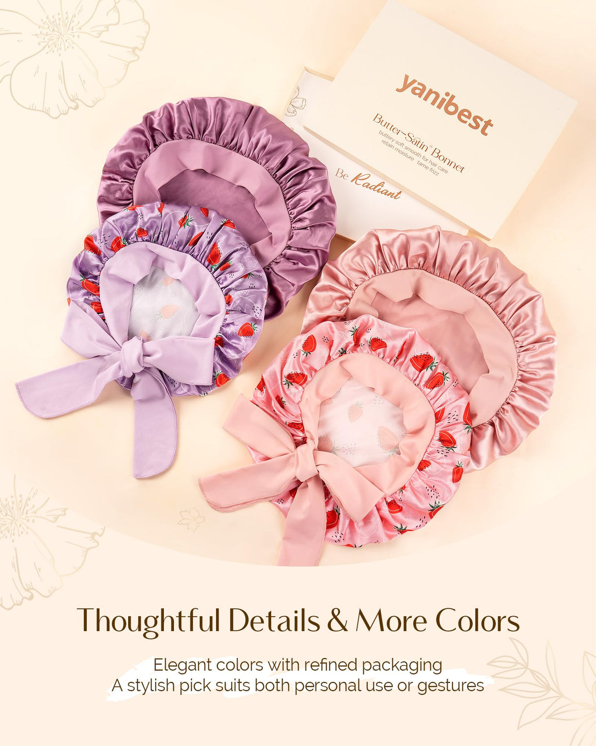YANIBEST satin bonnet displayed with packaging