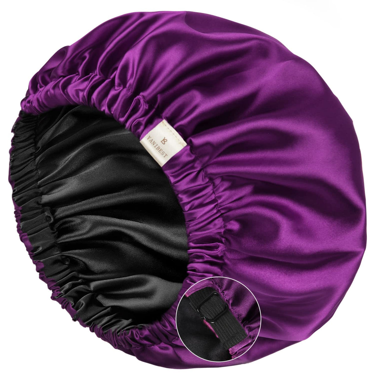 YANIBEST Satin Bonnet front view in black