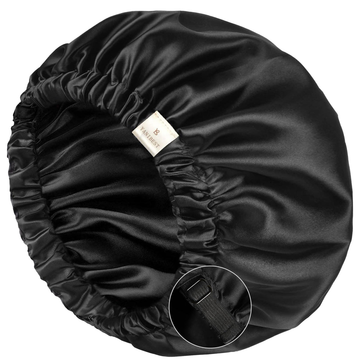 YANIBEST Satin Bonnet front view in black